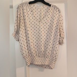 Summersalt The Silky V-Neck Puff Sleeve Top - White Sand Dot